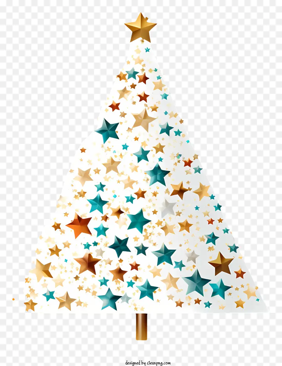 Blanc Arbre De Noël，étoiles Argentées Et Bleues PNG