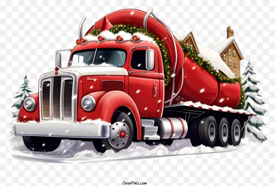 Le Père Noël，Camion Rouge PNG