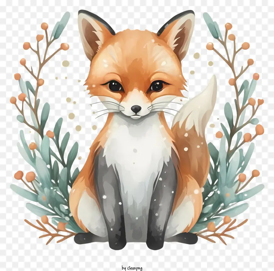 Adorable Renard，Des Décorations De Noël PNG