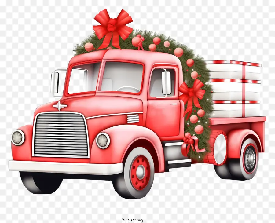 Camion De Livraison De Noël，Camion De Livraison Rouge PNG