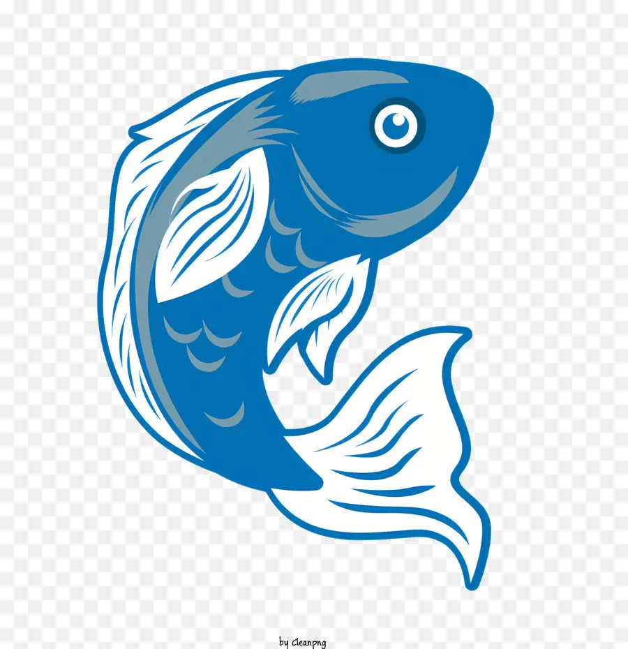 Poisson De Dessin Animé，Poisson Bleu PNG