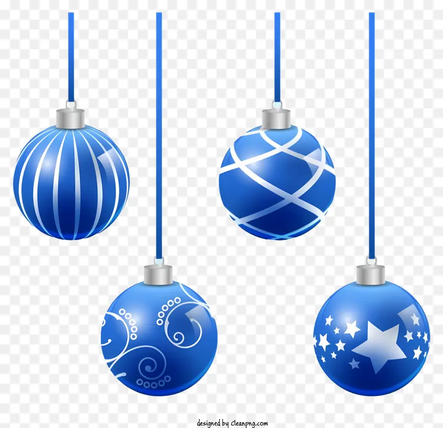 Boule De Noël Bleue Et Blanche，Ornements Bleus PNG