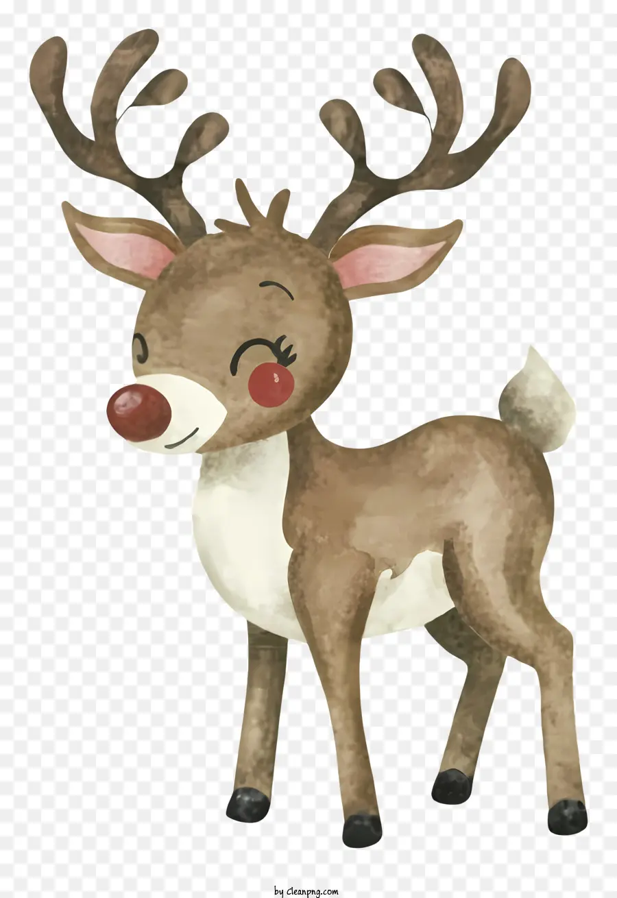 Peinture à L'aquarelle，Cerf Avec Ruban Rouge PNG