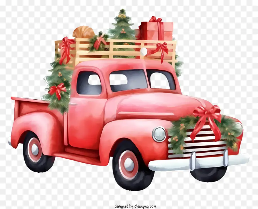 Camion De Noël，Camionnette Rouge PNG