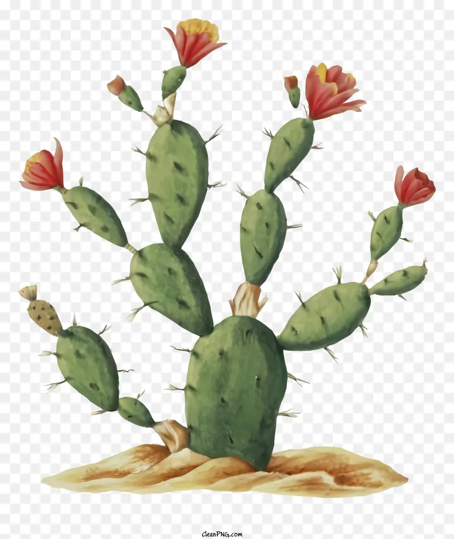 Cactus，Fleurs Rouges PNG