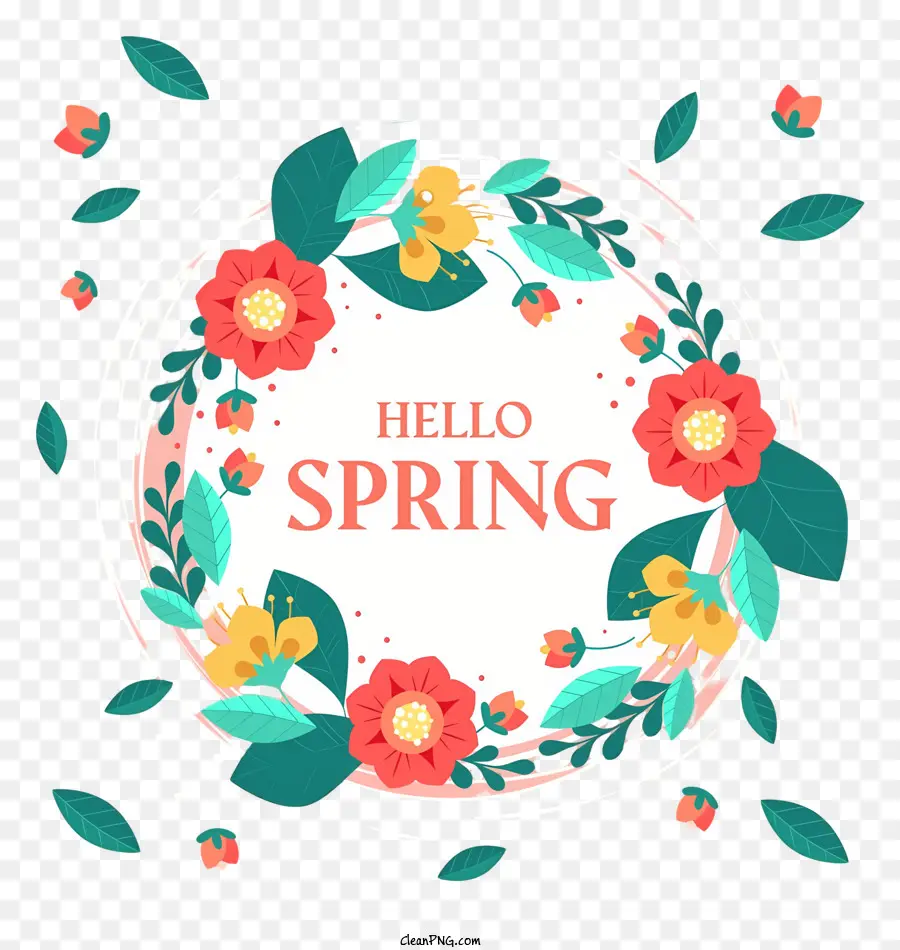 Cadre Floral De Printemps，Hello Spring Design PNG