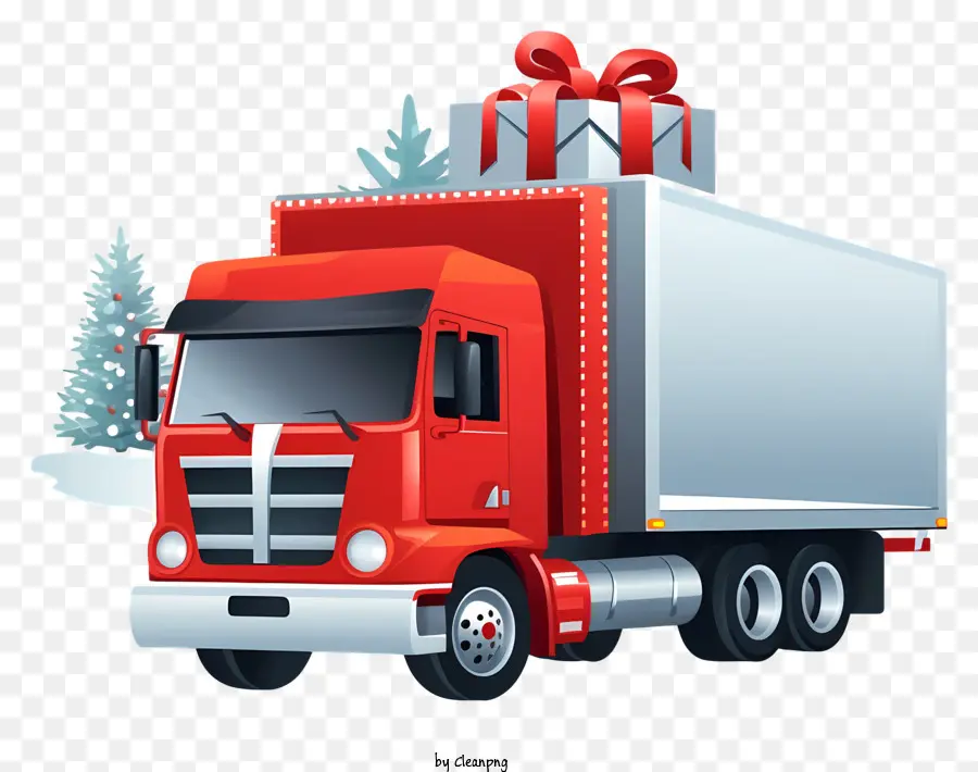 Semi Camion Rouge，Les Décorations De Noël PNG
