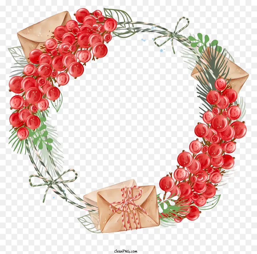 Couronne De Noël，Fruits Rouges PNG