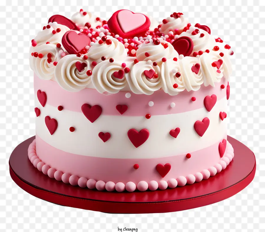 Gâteau De La Saint Valentin，Gâteau Rose Et Blanc PNG