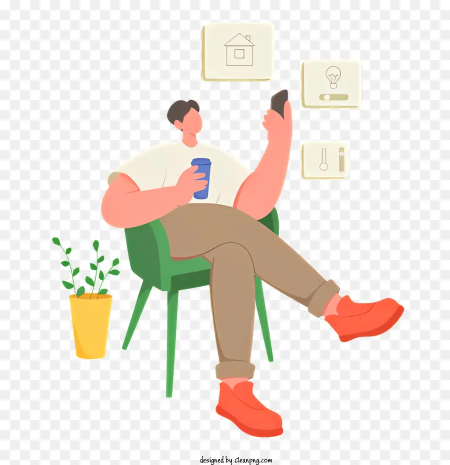 Téléphone Portable，Homme Avec Smartphone PNG