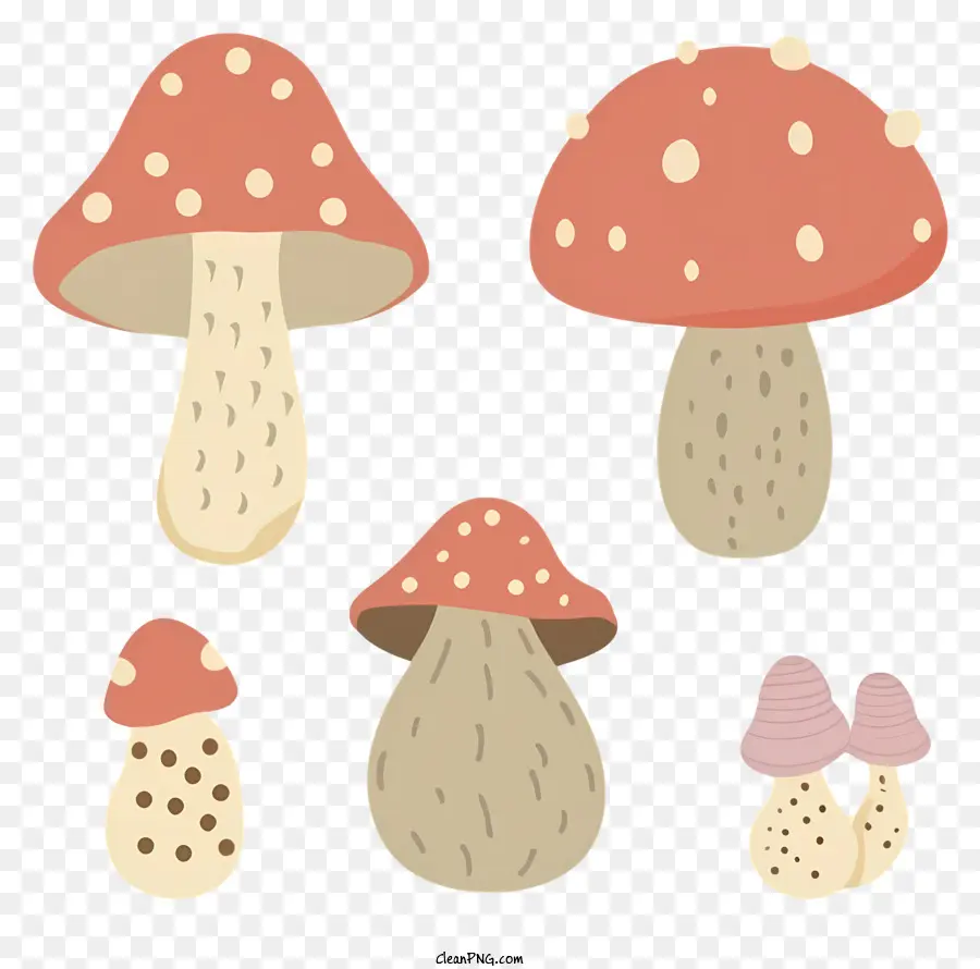 Champignons，Tailles Variables PNG