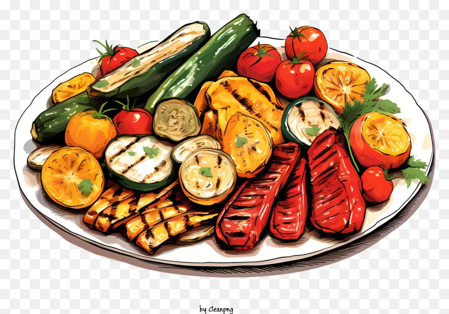 Légumes Grillés，Légumes PNG