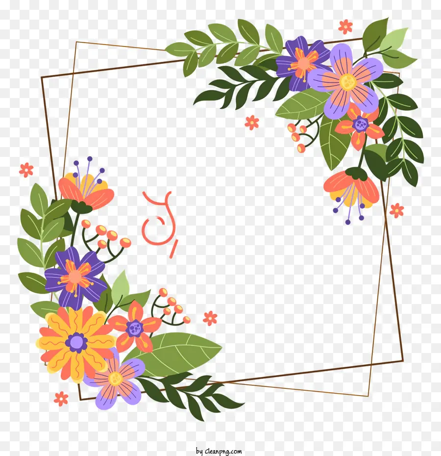 Cadre Floral，Fleurs Aux Couleurs Vives PNG