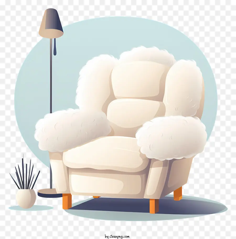 Fauteuil，Fauteuil Blanc Avec Lampadaire PNG