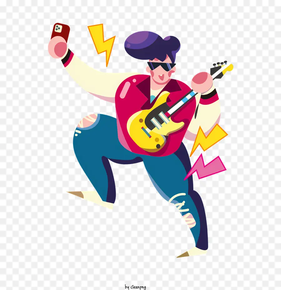 Guitare électrique，Rockstar Avec Guitare PNG