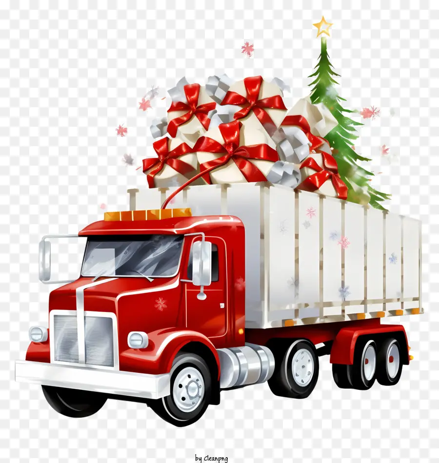 Semi Camion，Arbre De Noël PNG
