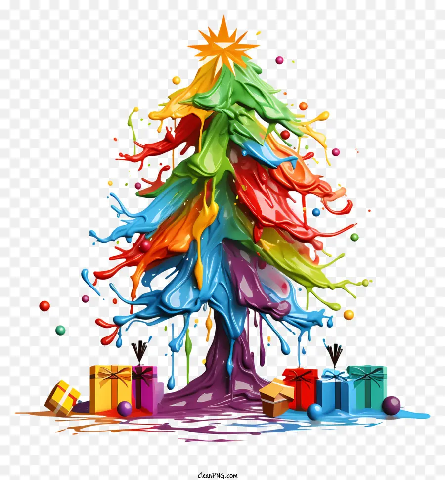 Arbre éclaboussé De Peinture，Arbre De Noël PNG