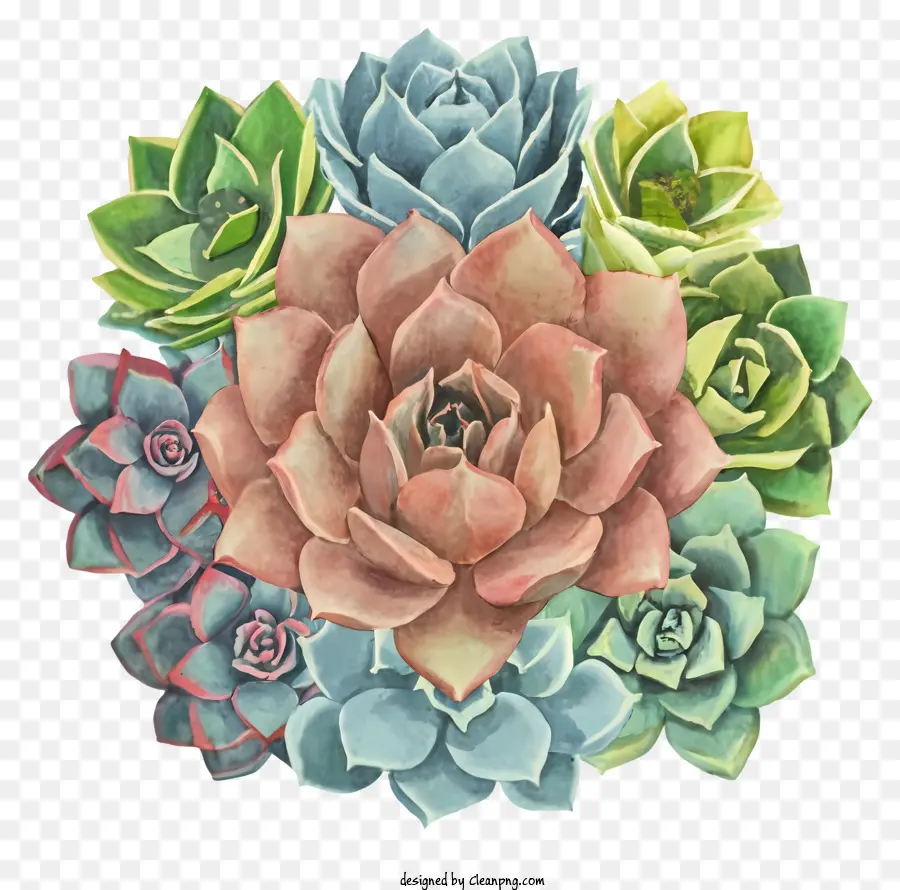 Illustration Aquarelle，Succulent PNG