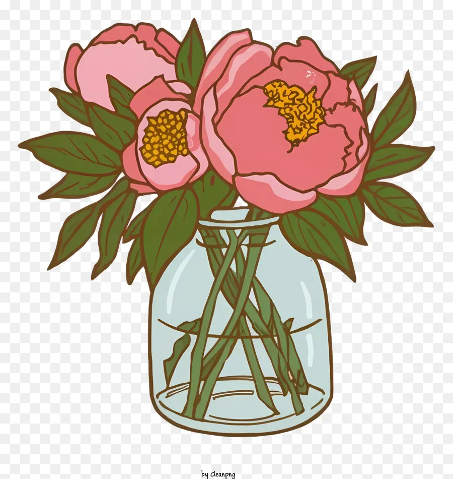 Fleurs Roses，Fleurs Dans Un Vase PNG