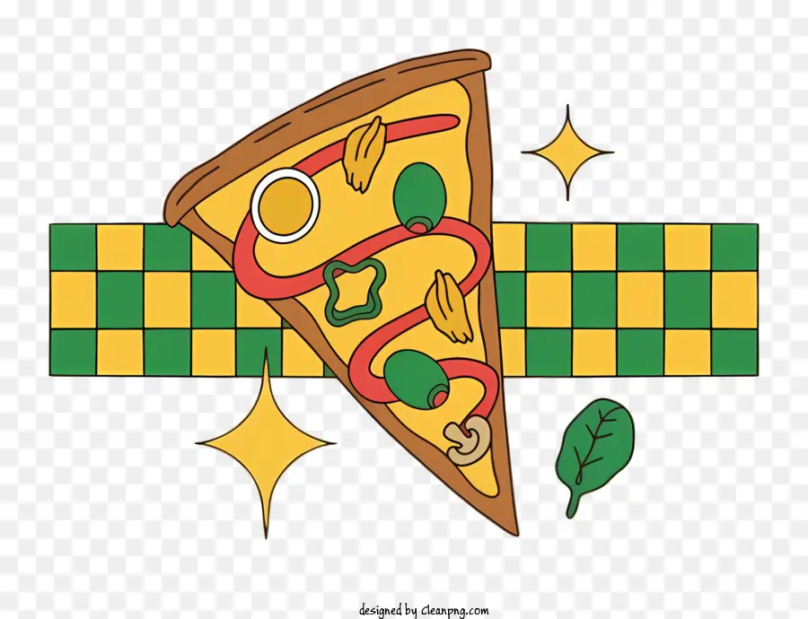 Pizza Avec Légumes，Tranche Verte Et Jaune PNG