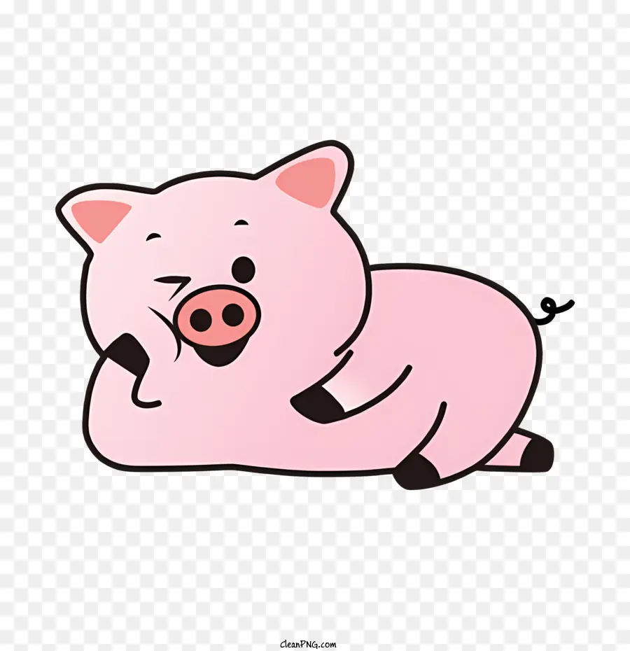 Cochon Avec Chapeau，Cochon Détendu PNG