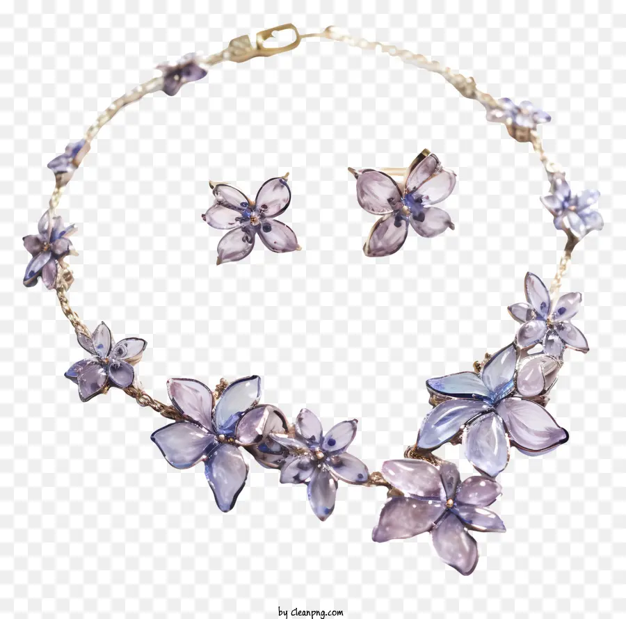 Ensemble Collier De Fleurs，Ensemble De Bijoux Floraux PNG