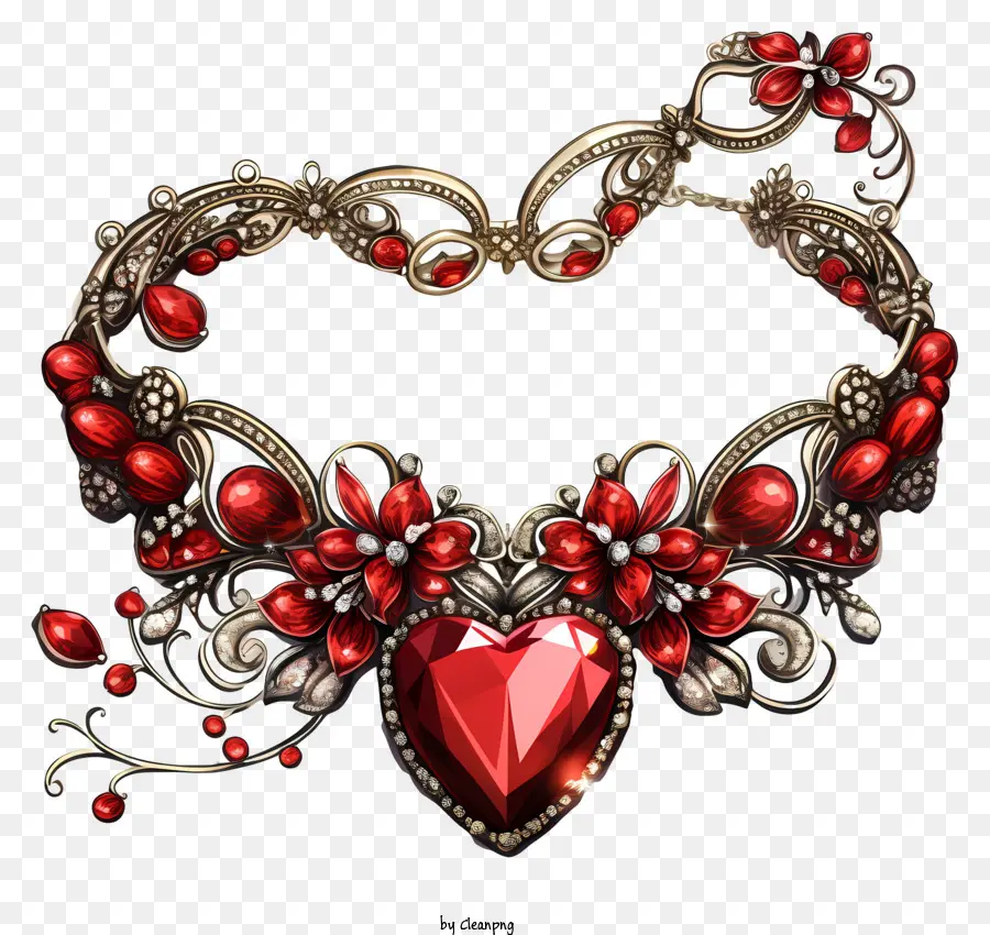 Collier Coeur，Gemme Rouge PNG