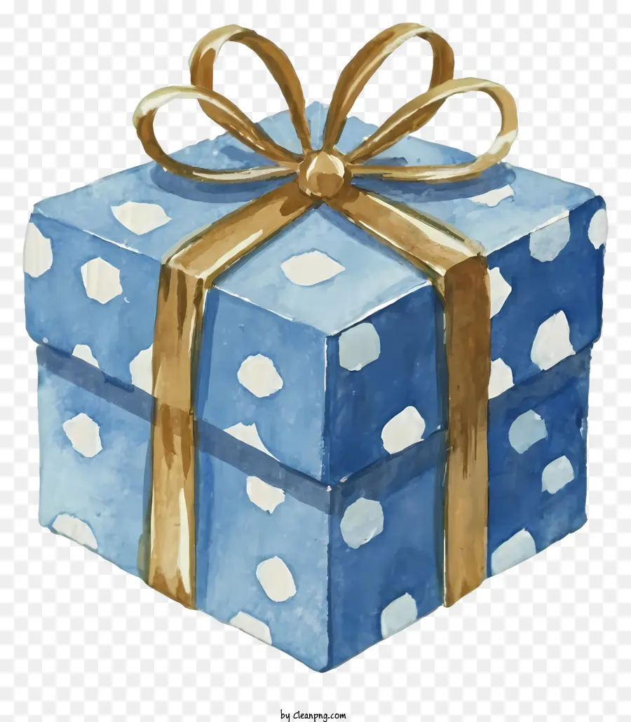 Bleu Boîte Cadeau，Or Bow PNG
