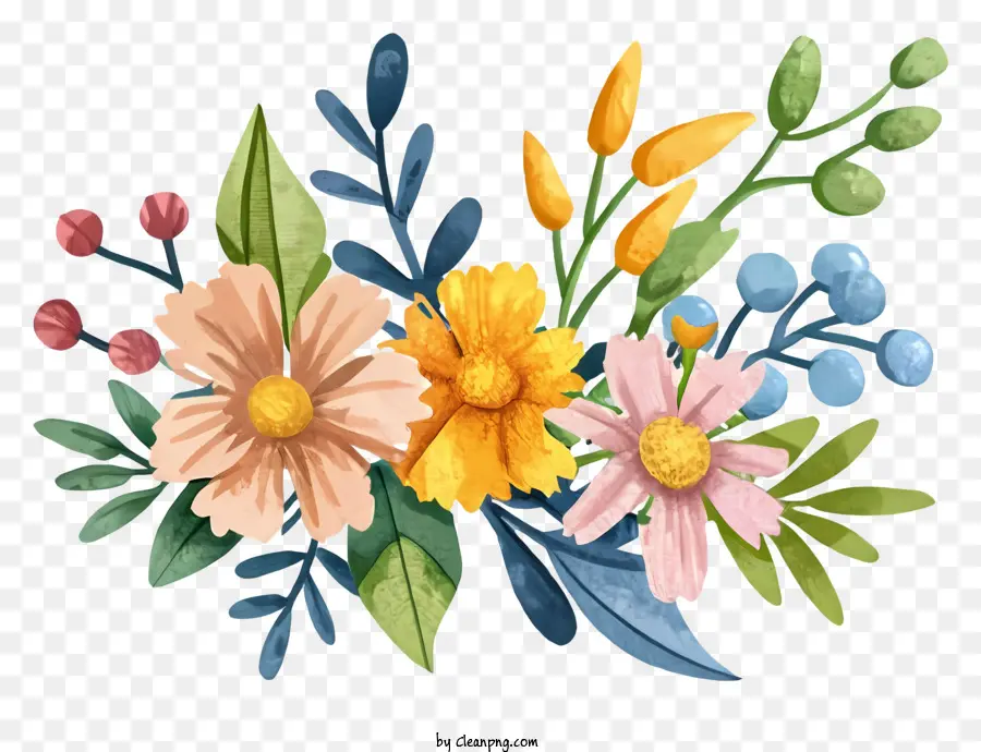 Bouquet De Fleurs，Fleurs Colorées PNG