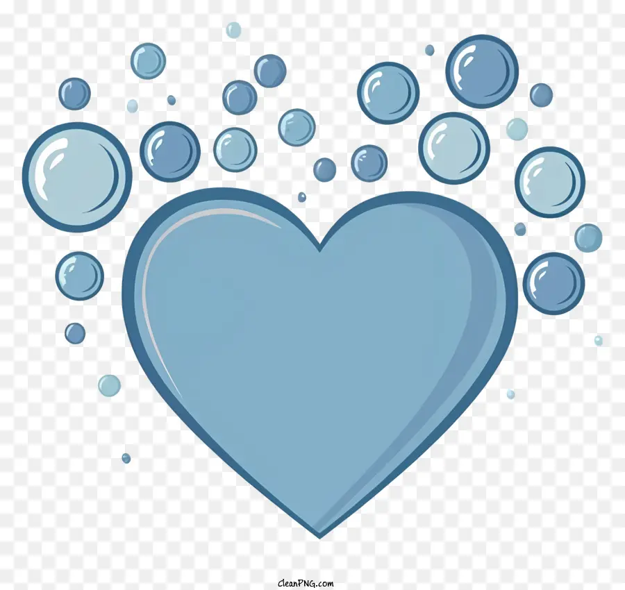 Bulles En Forme De Coeur，Coeur Bleu PNG