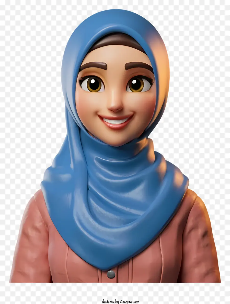 Hijab Bleu，Souriant PNG