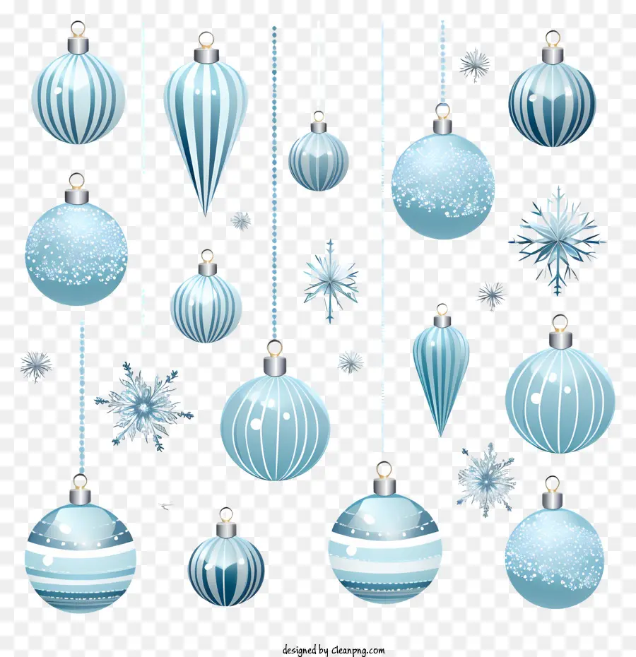 Des Décorations De Noël，Décorations Bleues Et Argentées PNG