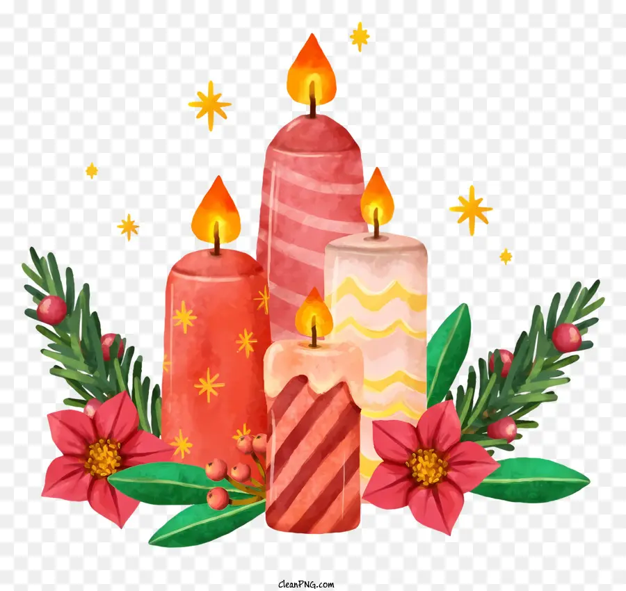 Bougies De Noël，Guirlande De Vacances PNG