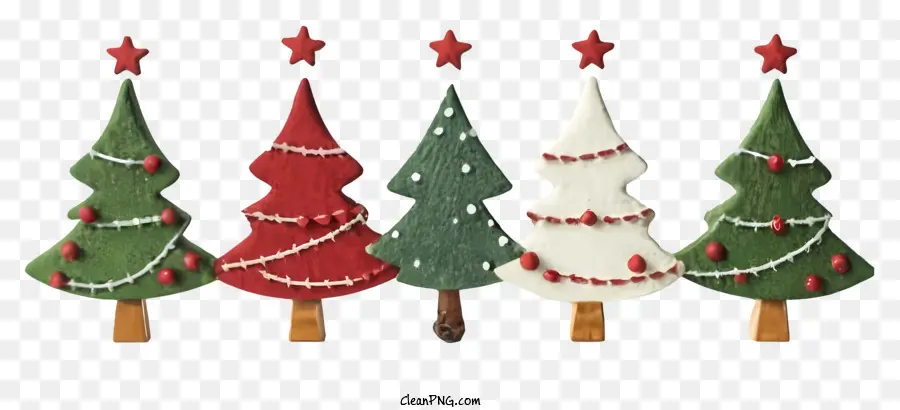 Sapins De Noël En Bois，Arbres De Noël Rouges PNG