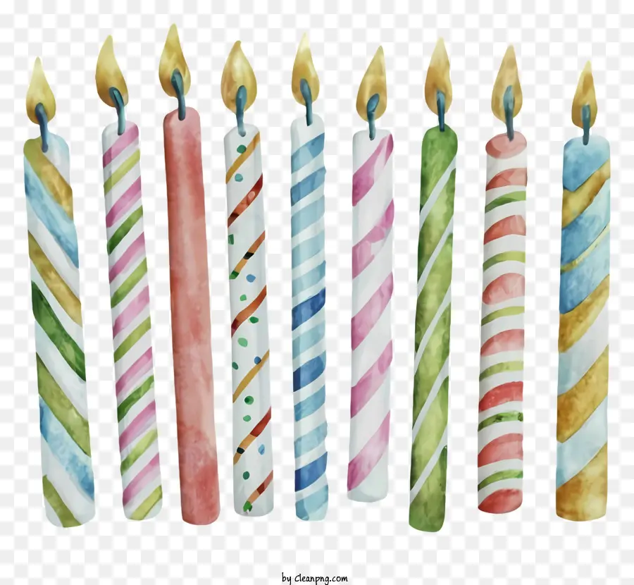 Bougies D'anniversaire，Bougies Colorées PNG