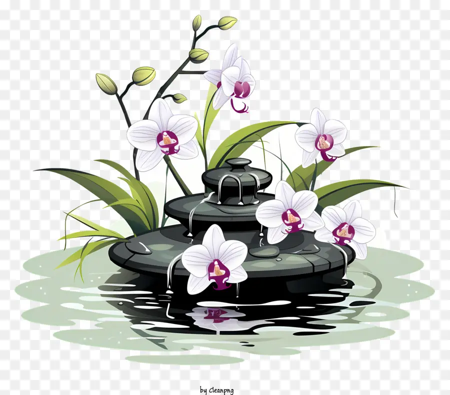 D'eau，Orchidées Blanches PNG