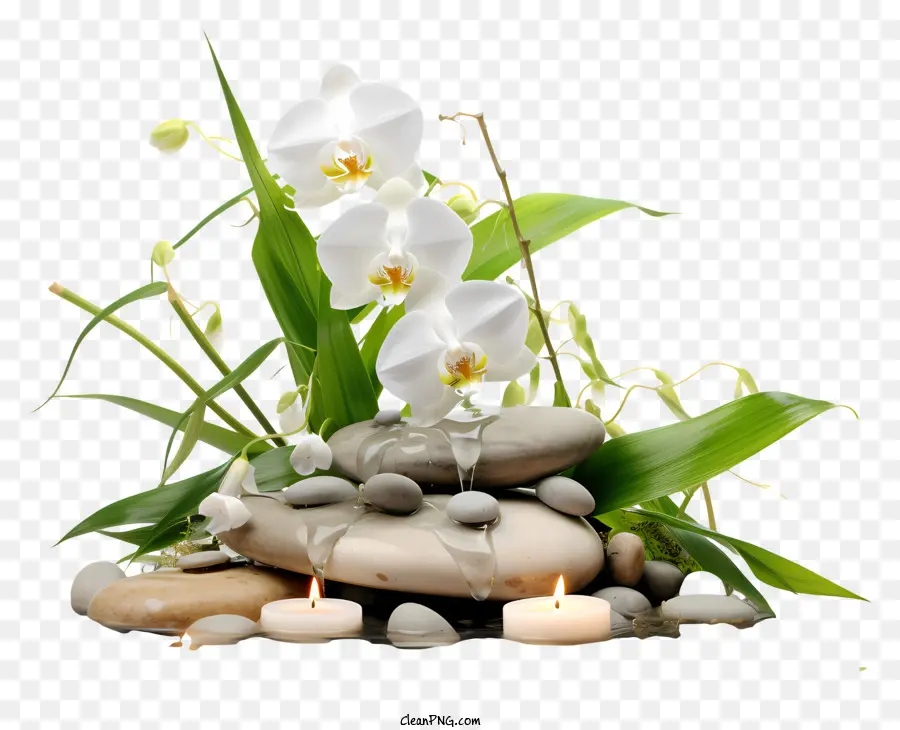 Fleurs Blanches，Jardin Zen PNG