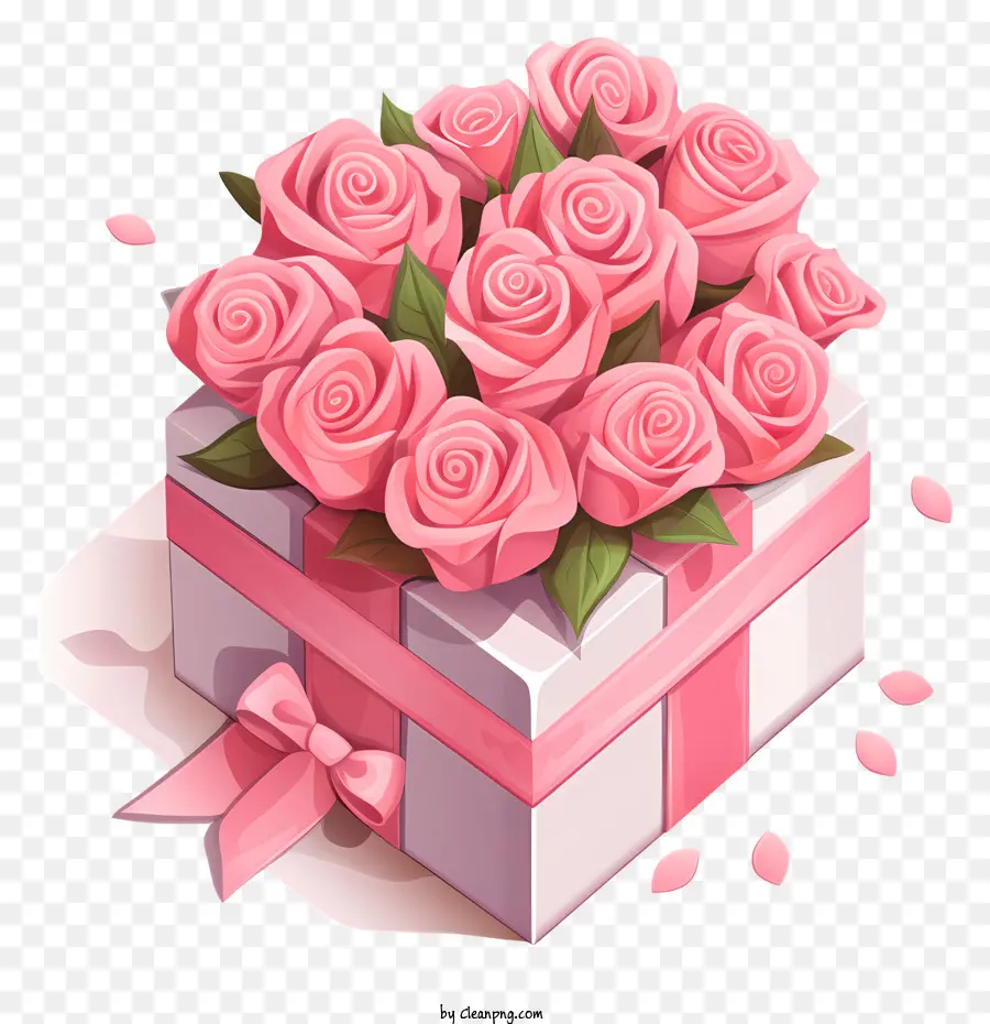 Rose De Boîte Cadeau，Roses PNG