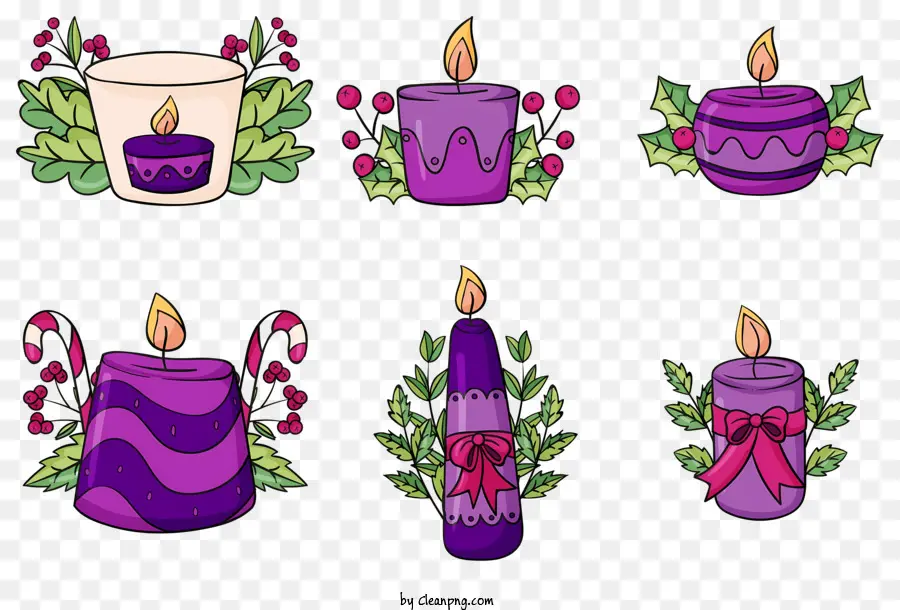 Bougies Violettes，Houx PNG