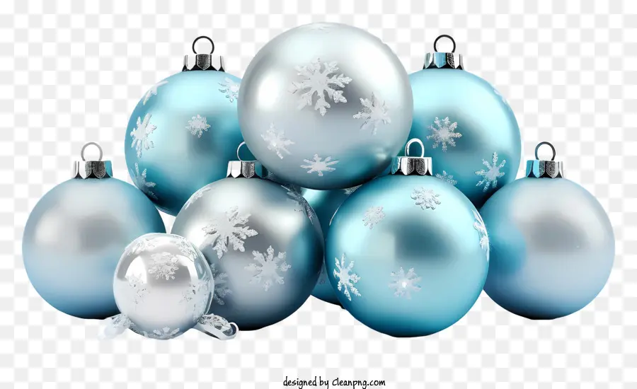 Des Décorations De Noël，Décorations Argentées Et Bleues PNG