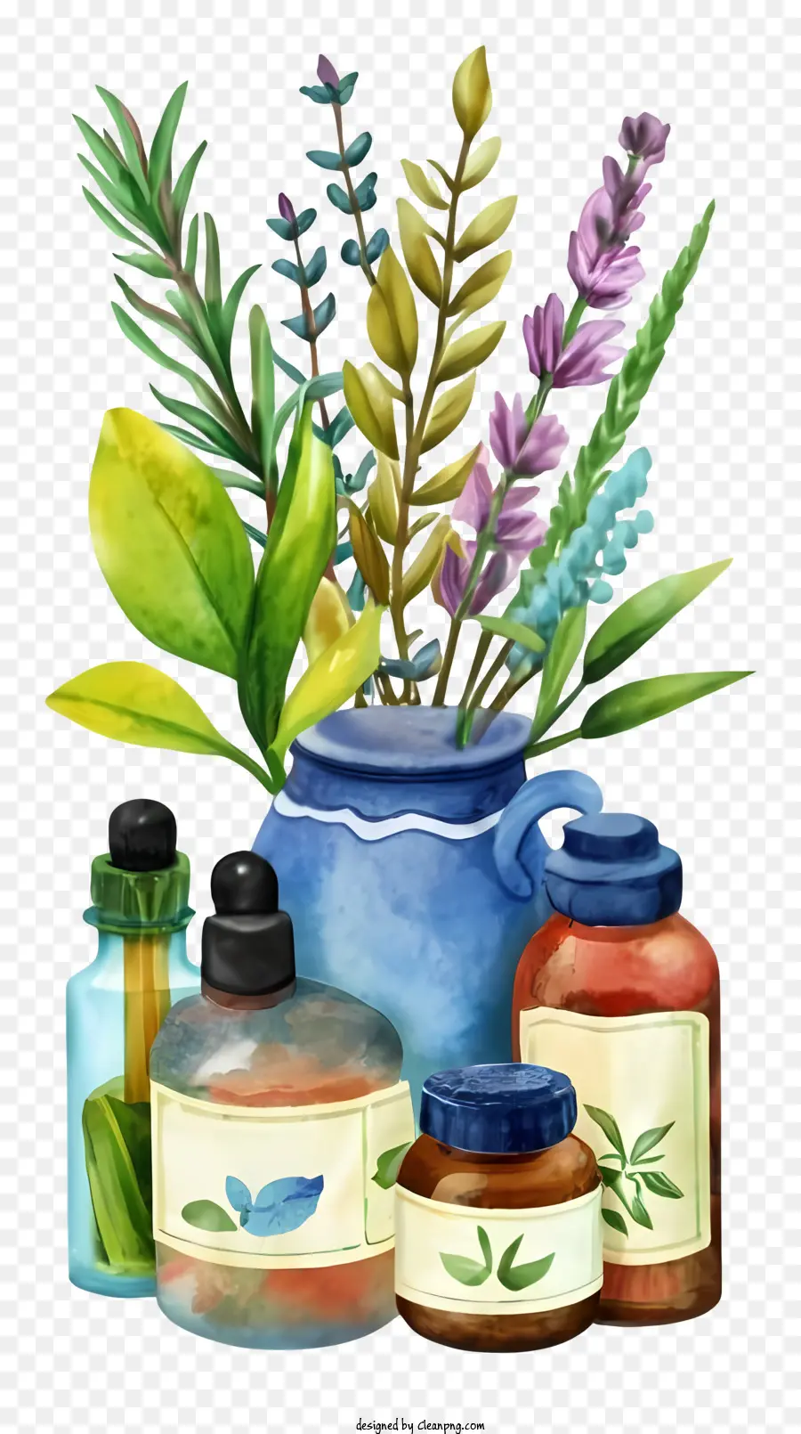 Peinture，Bouteilles à Base De Plantes PNG