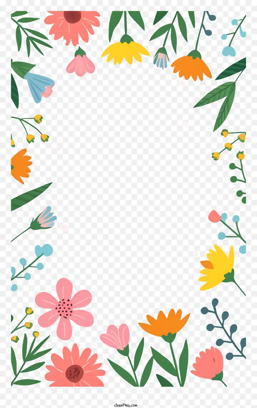 Floral Frontière，Fleurs Colorées PNG