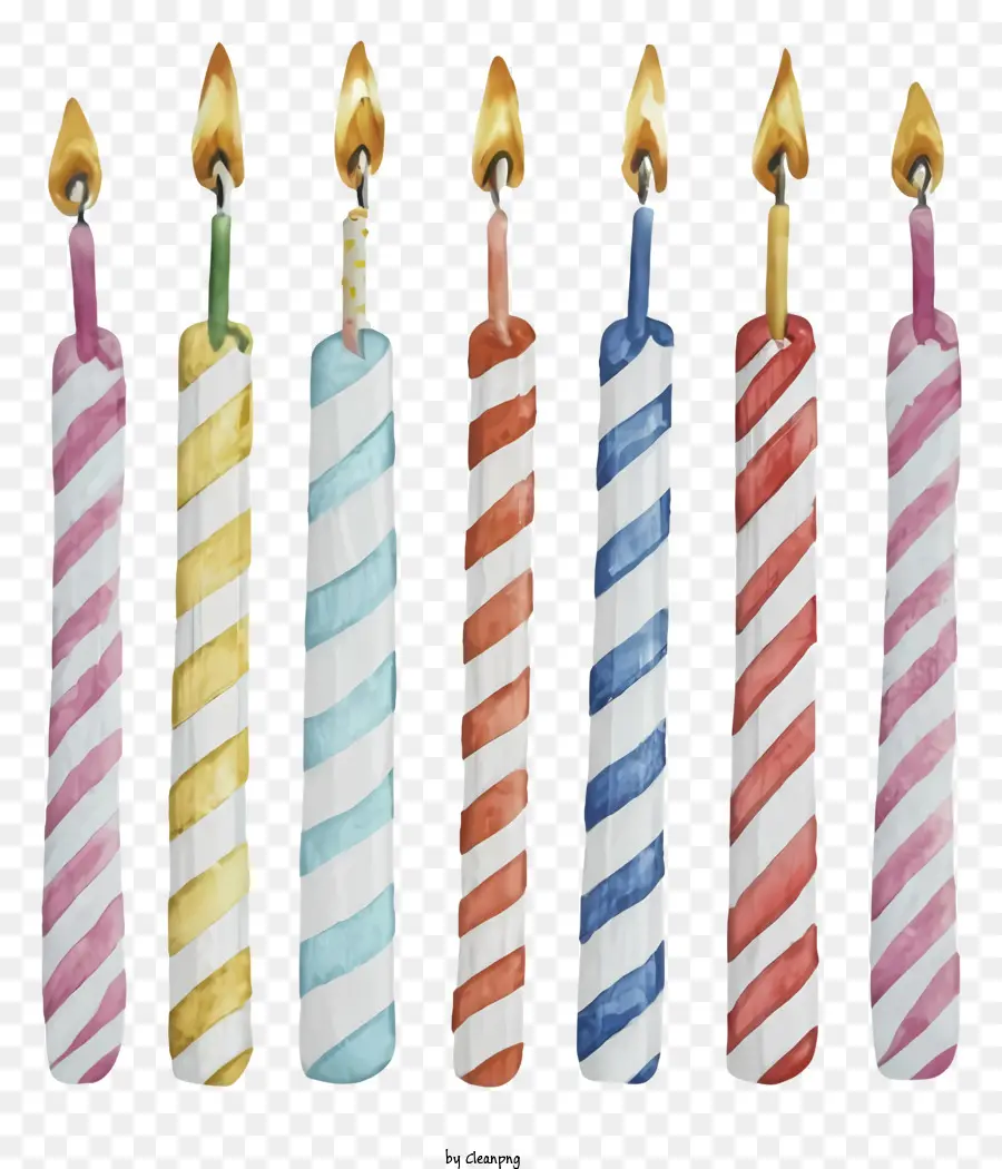 Bougies D'anniversaire Colorées，Arrangement De Bougies D'anniversaire PNG