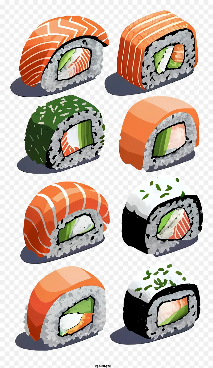 Les Rouleaux De Sushi，De Fruits De Mer PNG