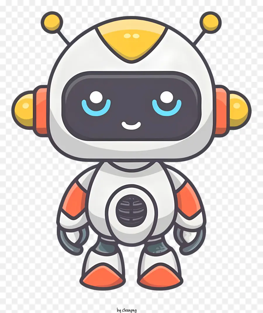 Robot Mignon，Tenue Blanche Et Orange PNG