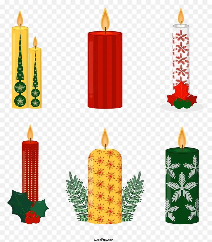 Bougies De Noël，Décorations De Bougies Festives PNG