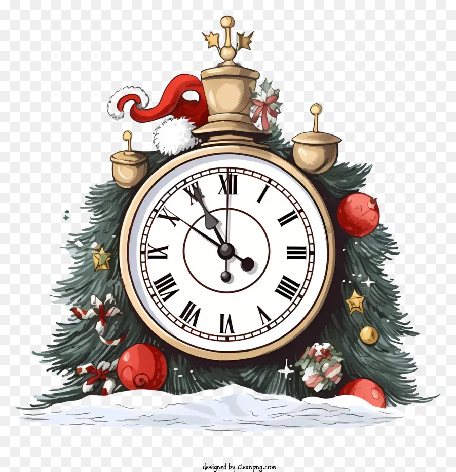 Noël Horloge，Horloge D'arbre De Noël PNG
