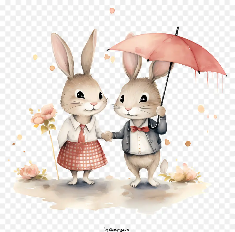 Romance Du Jour De La Pluie，Couple De Parapluie Mignon PNG