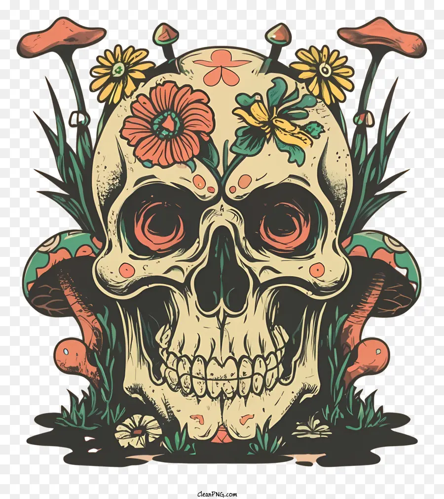 Le Jour De La Mort De Crâne，Crâne Floral PNG