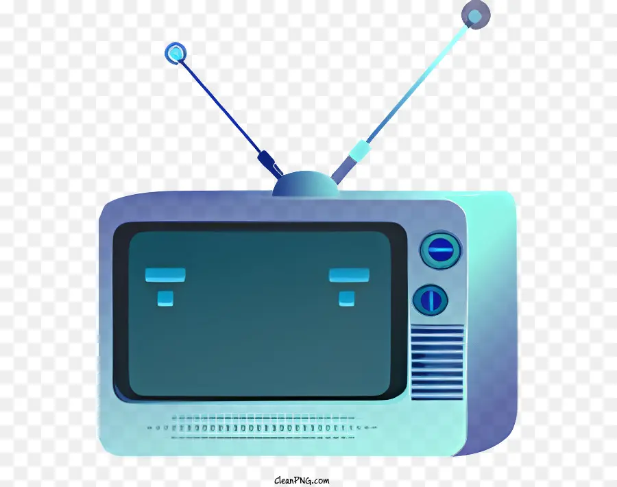 Télévision à L'ancienne，écran Bleu PNG